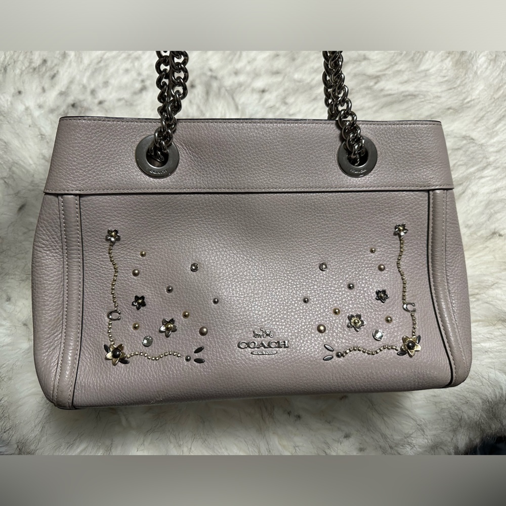 Coach Brooke chain stardust grey birch carryall bag